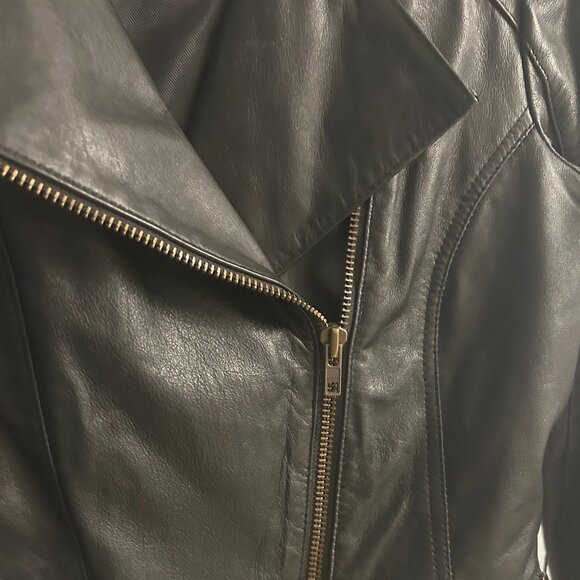 BLACK MOTO LEATHER JACKET - Picture 2 of 5